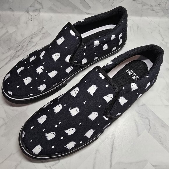 ROGUE + WOLF Ghost Party Slipons Size 10 M  11.5 W Vegan Canvas Shoes NEW Unisex - Picture 3 of 11